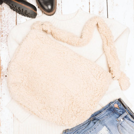 Simple Soft Sherpa Fashion Crossbody Messenger Tote Bag - Accessoriesforever
