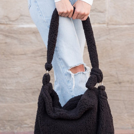 Simple Soft Sherpa Fashion Crossbody Messenger Tote Bag - Accessoriesforever