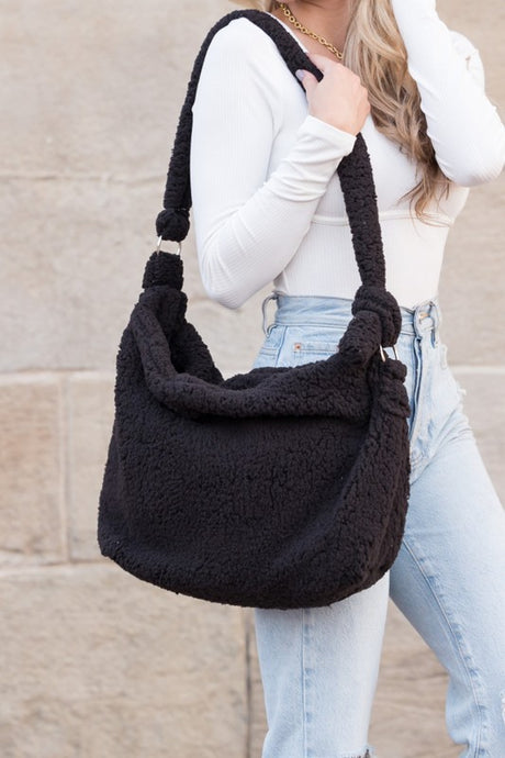 Simple Soft Sherpa Fashion Crossbody Messenger Tote Bag