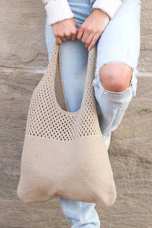 Simple Everyday Soft Knit Hobo Bag