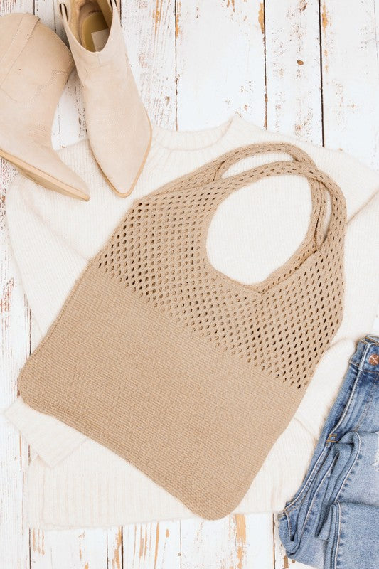 Simple Everyday Soft Knit Hobo Bag
