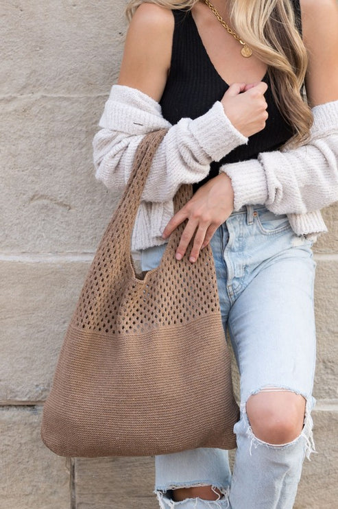 Simple Everyday Soft Knit Hobo Bag - Accessoriesforever
