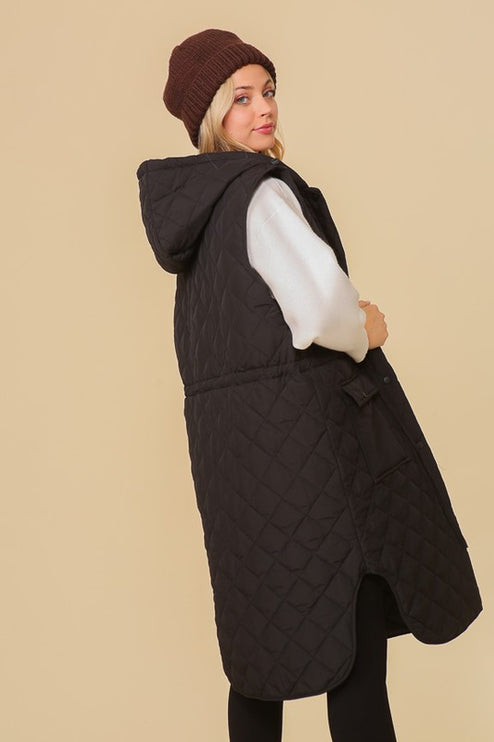 Stylish Oversized Quilted Midi Fashion Vest Jacket