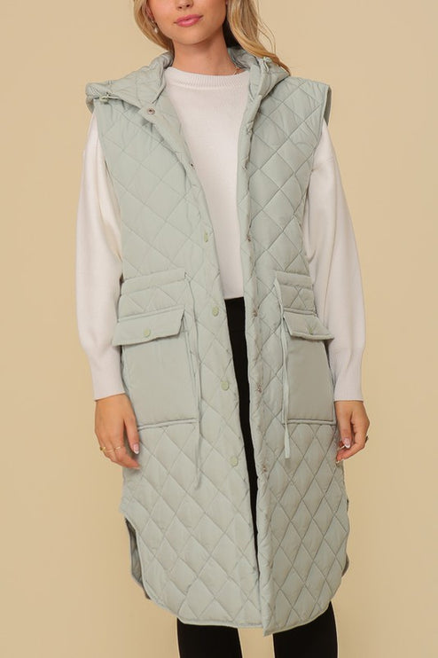 Stylish Oversized Quilted Midi Fashion Vest Jacket