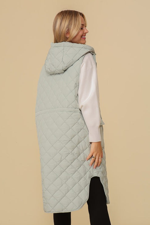 Stylish Oversized Quilted Midi Fashion Vest Jacket