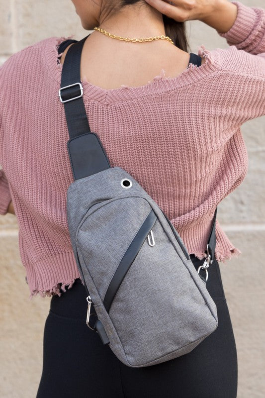 Canvas Design Nylon Convertible Adjustable Strap Sling Bag