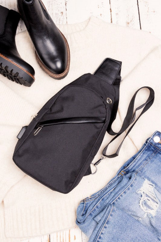 Canvas Design Nylon Convertible Adjustable Strap Sling Bag