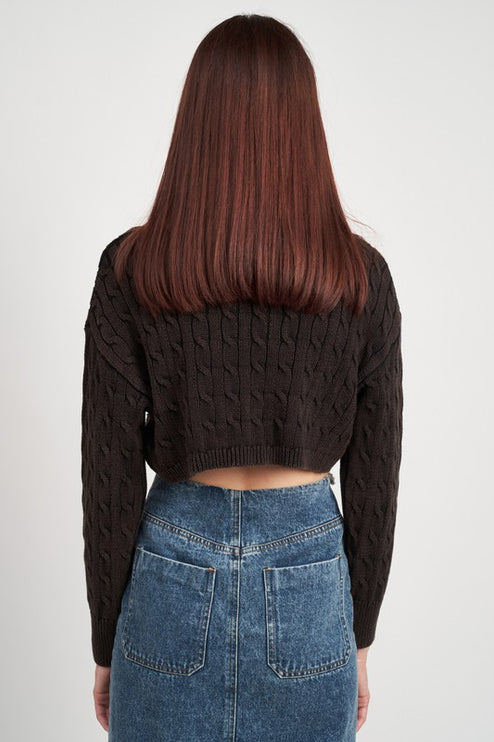 Stylish Solid Soft Turtleneck Cable Knit Crop Fashion Top Sweater - Accessoriesforever