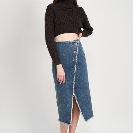 Stylish Solid Soft Turtleneck Cable Knit Crop Fashion Top Sweater - Accessoriesforever