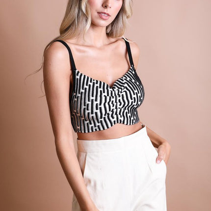 Cozy Casual Stylish Mod Lines Cropped Contour Cami Brami