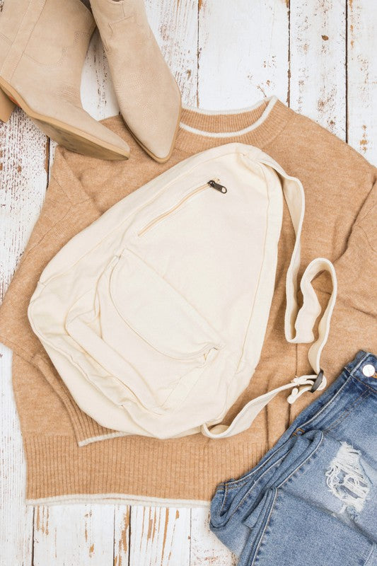 Oversized Canvas Fashion Sling Bag