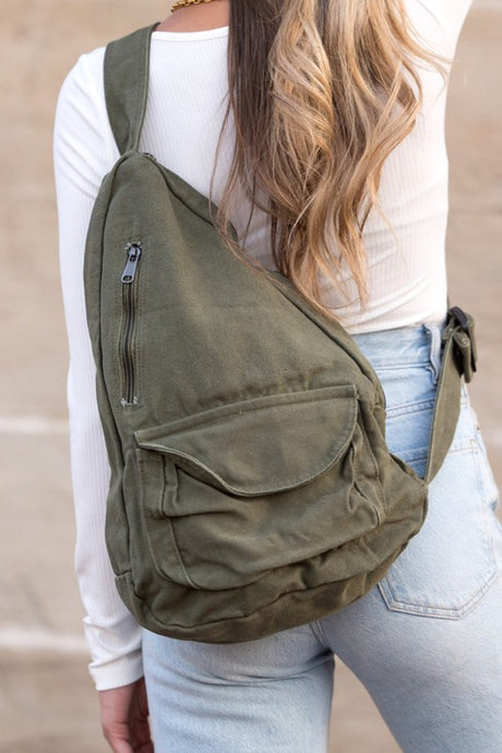 Oversized Canvas Fashion Sling Bag