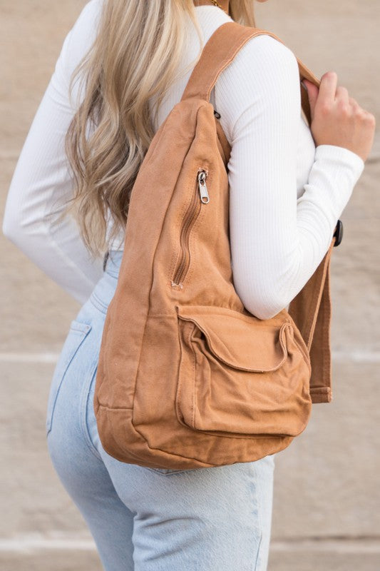 Oversized Canvas Fashion Sling Bag