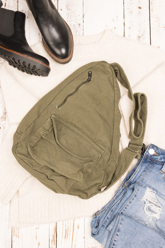 Oversized Canvas Fashion Sling Bag