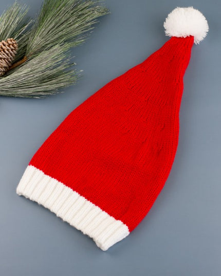 Festive Soft Knit Fluffy Pom-Pom Santa Fashion Beanie Hat