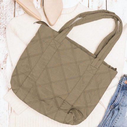 Simple Casual Fashion Puffed Quilted Tote Bag - Accessoriesforever