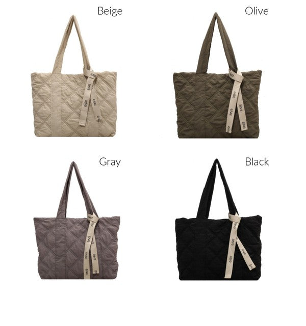 Simple Casual Fashion Puffed Quilted Tote Bag