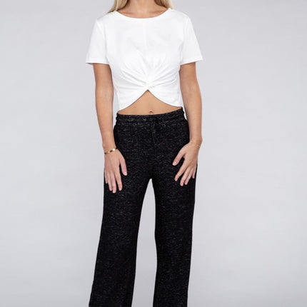 Soft Terry Lounge Pants with Elastic Drawstring Waist