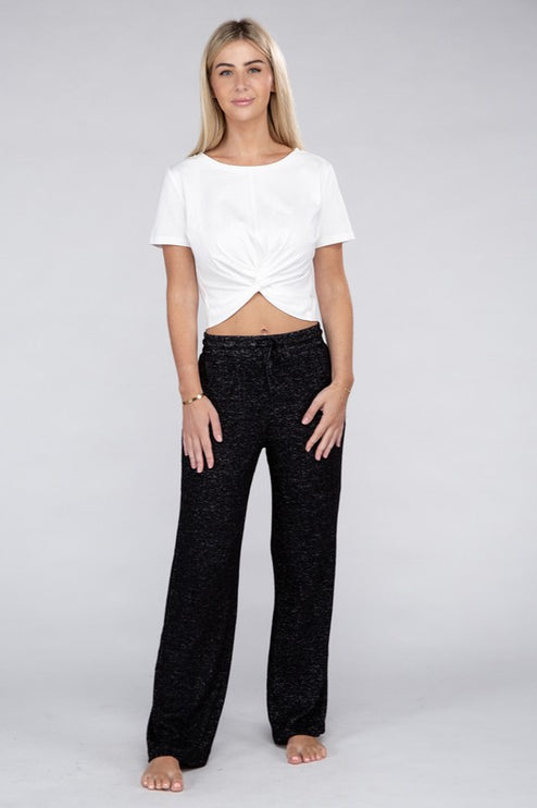 Soft Terry Lounge Pants with Elastic Drawstring Waist