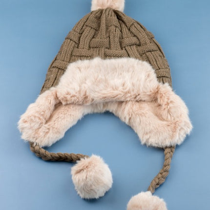 Cozy Warm Knitted Cable Weave Pom Fashion Trapper Hat - Accessoriesforever