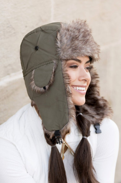 Cozy Warm Whimsical Alpine Aviator Faux Fur Fashion Trapper Hat