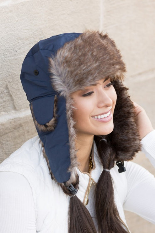 Cozy Warm Whimsical Alpine Aviator Faux Fur Fashion Trapper Hat