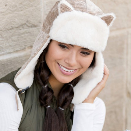 Adorable Kitten Cat Ear Plush Fashion Trapper Hat - Accessoriesforever