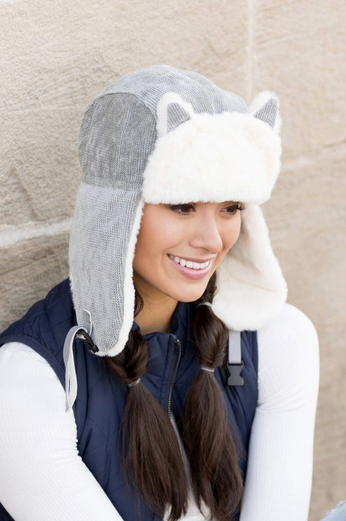 Adorable Kitten Cat Ear Plush Fashion Trapper Hat