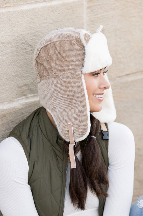 Adorable Kitten Cat Ear Plush Fashion Trapper Hat - Accessoriesforever