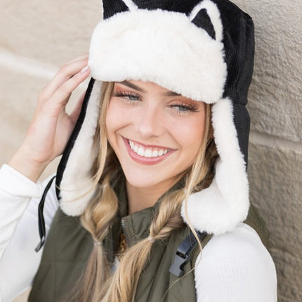Adorable Kitten Cat Ear Plush Fashion Trapper Hat - Accessoriesforever