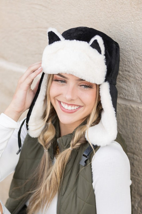 Adorable Kitten Cat Ear Plush Fashion Trapper Hat