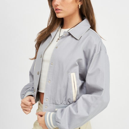 Classic Causal Stylish Fashion Outwear Collared Bomber Jacket - Accessoriesforever