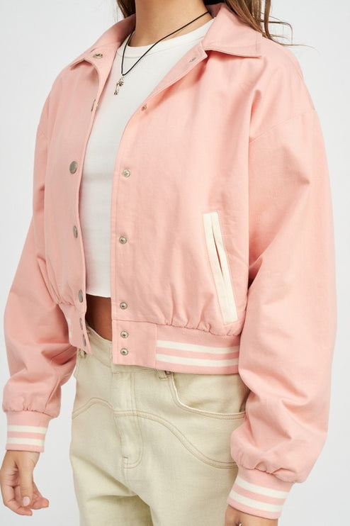 Classic Causal Stylish Fashion Outwear Collared Bomber Jacket