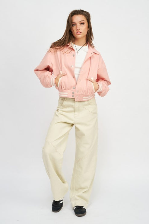 Classic Causal Stylish Fashion Outwear Collared Bomber Jacket - Accessoriesforever