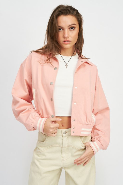 Classic Causal Stylish Fashion Outwear Collared Bomber Jacket