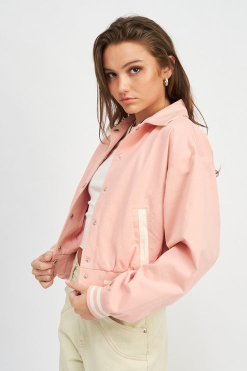 Classic Causal Stylish Fashion Outwear Collared Bomber Jacket