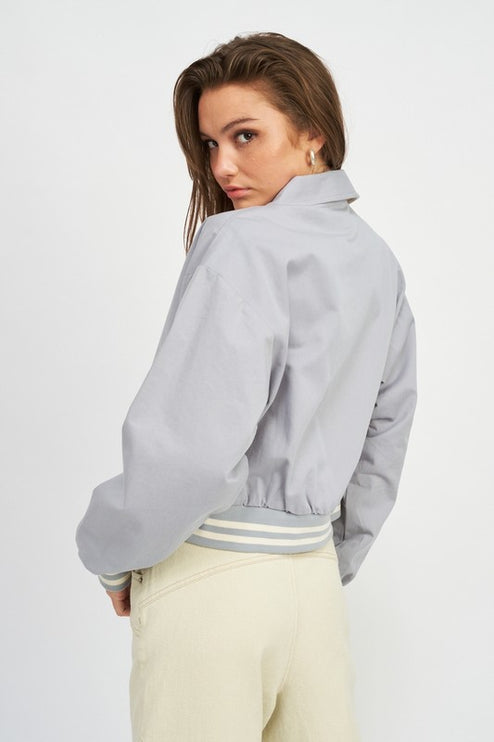 Classic Causal Stylish Fashion Outwear Collared Bomber Jacket