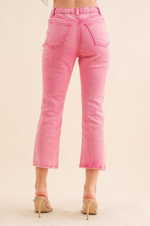 Studded Rhinestone Distressed Knee Edge Stretch High Rise Denim Jeans - Accessoriesforever