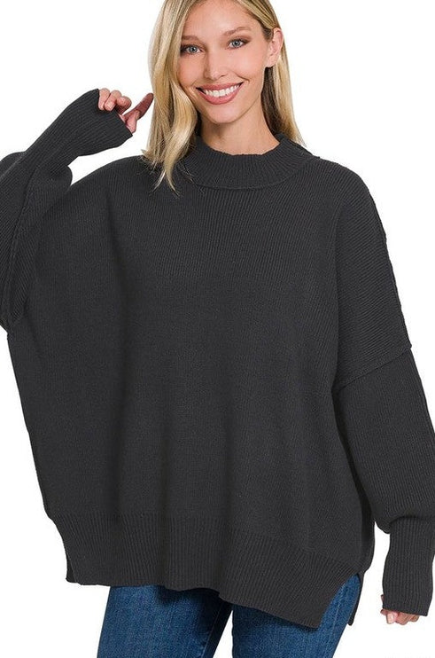 Modern Comfortable Fashion Side Slit Oversized Sweater