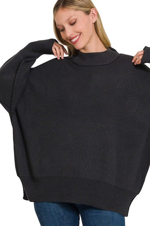 Modern Comfortable Fashion Side Slit Oversized Sweater