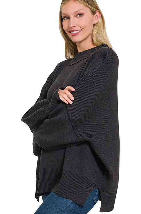 Modern Comfortable Fashion Side Slit Oversized Sweater - Accessoriesforever