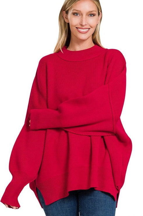 Modern Comfortable Fashion Side Slit Oversized Sweater - Accessoriesforever