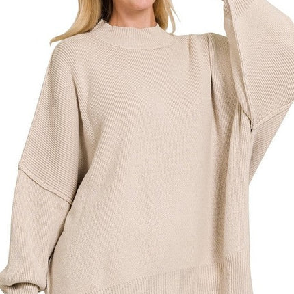 Modern Comfortable Fashion Side Slit Oversized Sweater - Accessoriesforever