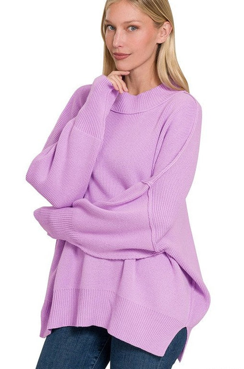 Modern Comfortable Fashion Side Slit Oversized Sweater