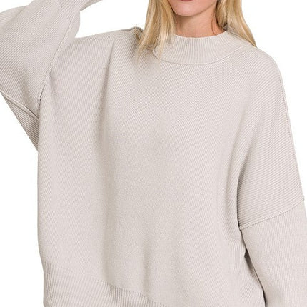 Modern Comfortable Fashion Side Slit Oversized Sweater - Accessoriesforever
