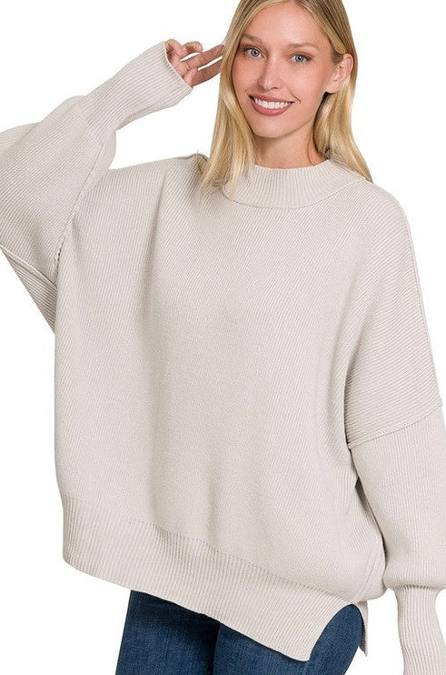 Modern Comfortable Fashion Side Slit Oversized Sweater - Accessoriesforever