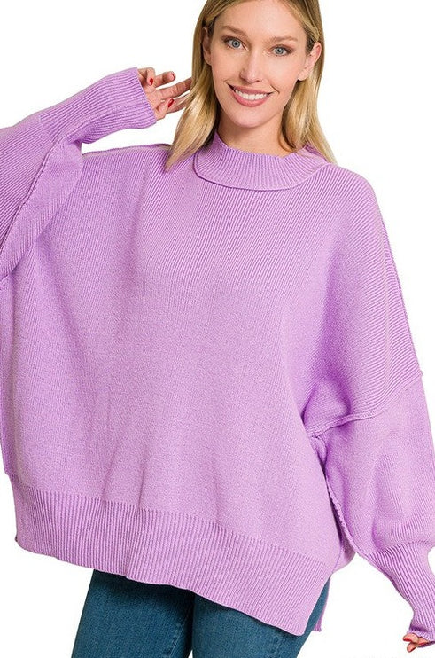 Modern Comfortable Fashion Side Slit Oversized Sweater