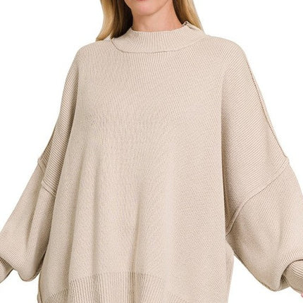 Modern Comfortable Fashion Side Slit Oversized Sweater - Accessoriesforever