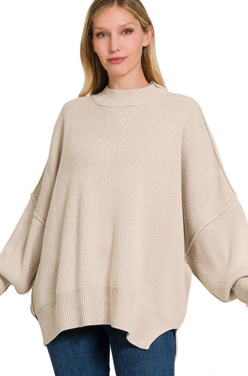 Modern Comfortable Fashion Side Slit Oversized Sweater