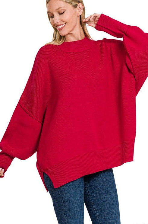 Modern Comfortable Fashion Side Slit Oversized Sweater - Accessoriesforever